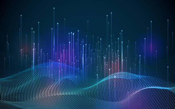 stockillustraties, clipart, cartoons en iconen met abstract technology background with light effect - klimmen