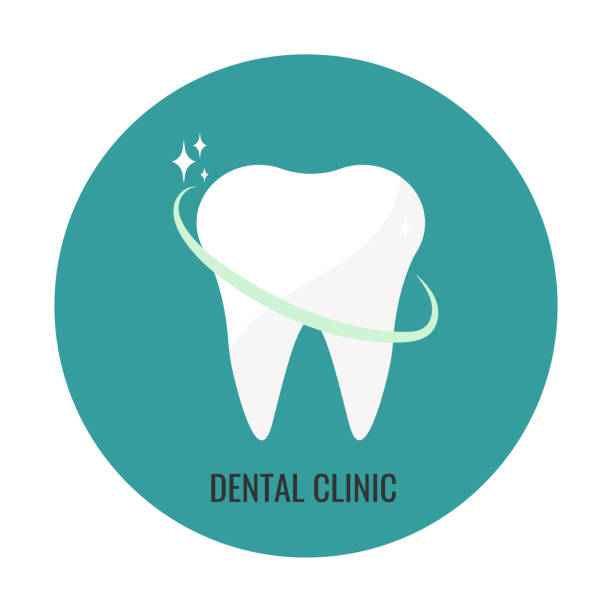 ilustrações de stock, clip art, desenhos animados e ícones de white tooth icon. vector illustration. logo or icon for dentistry. - dentist dentist office dentists chair cartoon