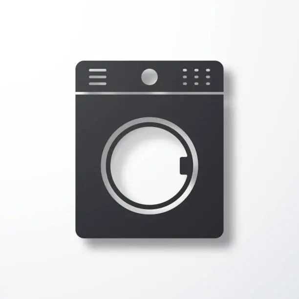 Vector illustration of Washing machine. Icon with shadow on white background