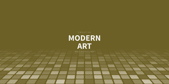 Modern and trendy background. Geometric design with a mosaic of squares, looking like a dance floor. Beautiful color gradient. This illustration can be used for your design, with space for your text (colors used: White, Gray, Beige, Yellow, Brown, Green). Vector Illustration (EPS file, well layered and grouped), wide format (2:1). Easy to edit, manipulate, resize or colorize. Vector and Jpeg file of different sizes.