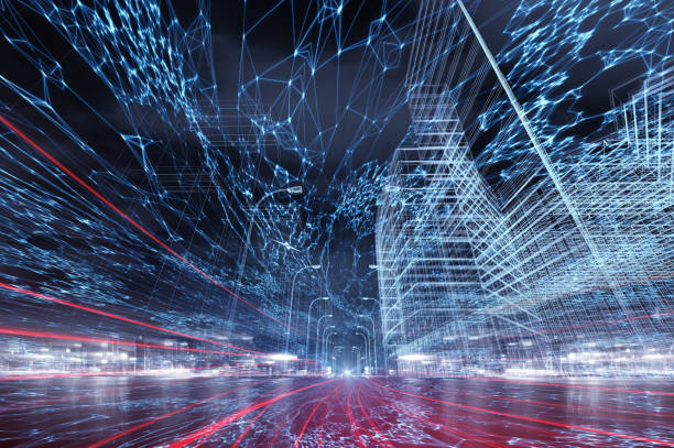 istock Financial district in smart city in technology 1972085045