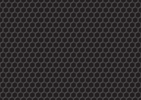 Black hexagonal grid abstract background and pattern dotted line hexagonal shape. Black and white or monochrome pattern