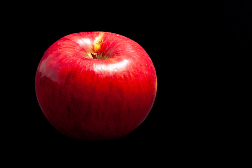 An apple on a black background