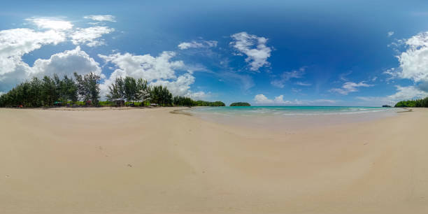 istock Tropical sandy beach and blue sea. VR 360. 1972110922