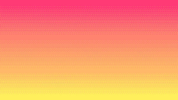 pixel art pastellfarbener pfirsichfarbener verlaufshintergrund. dithering-vektor-illustration. - peach dark peaches backgrounds stock-grafiken, -clipart, -cartoons und -symbole