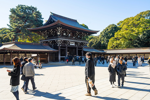 Japan - Tokyo - Asakusa district - Asakusa sanctuary ( Senso-ji )  - the  oldest buddhist temple of Tokyo, with a five-story pagoda