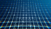 Hologram Data flow grid. Digital background with lens distortion effect