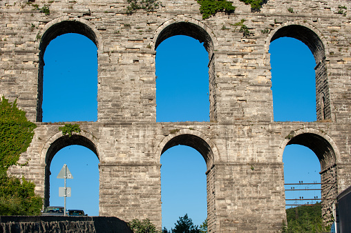 view of the aqueduct of Segovia, Castilla Leon, Spain