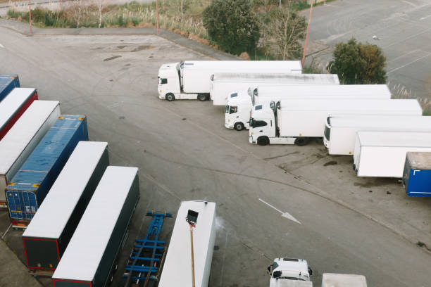 istock Parked trucks as seen from above 1972154082