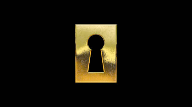 istock Keyhole lock enter open gold sign icon isolated on black background cut out 1972169438