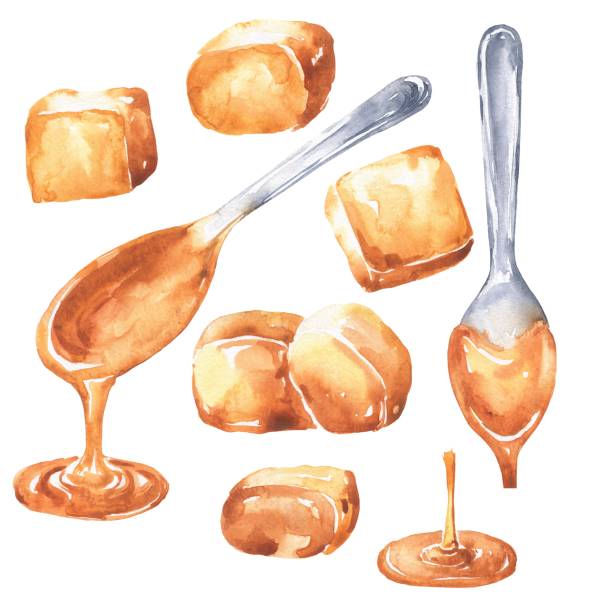 istock Caramel sweets watercolor set food illustration 1972184464