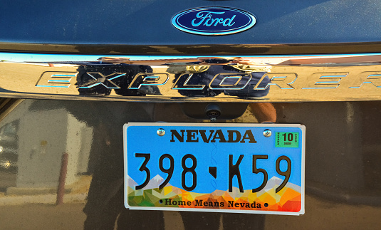 USA, Phenix, Arizona- November 17, 2019:  license plate state of Nevada USA