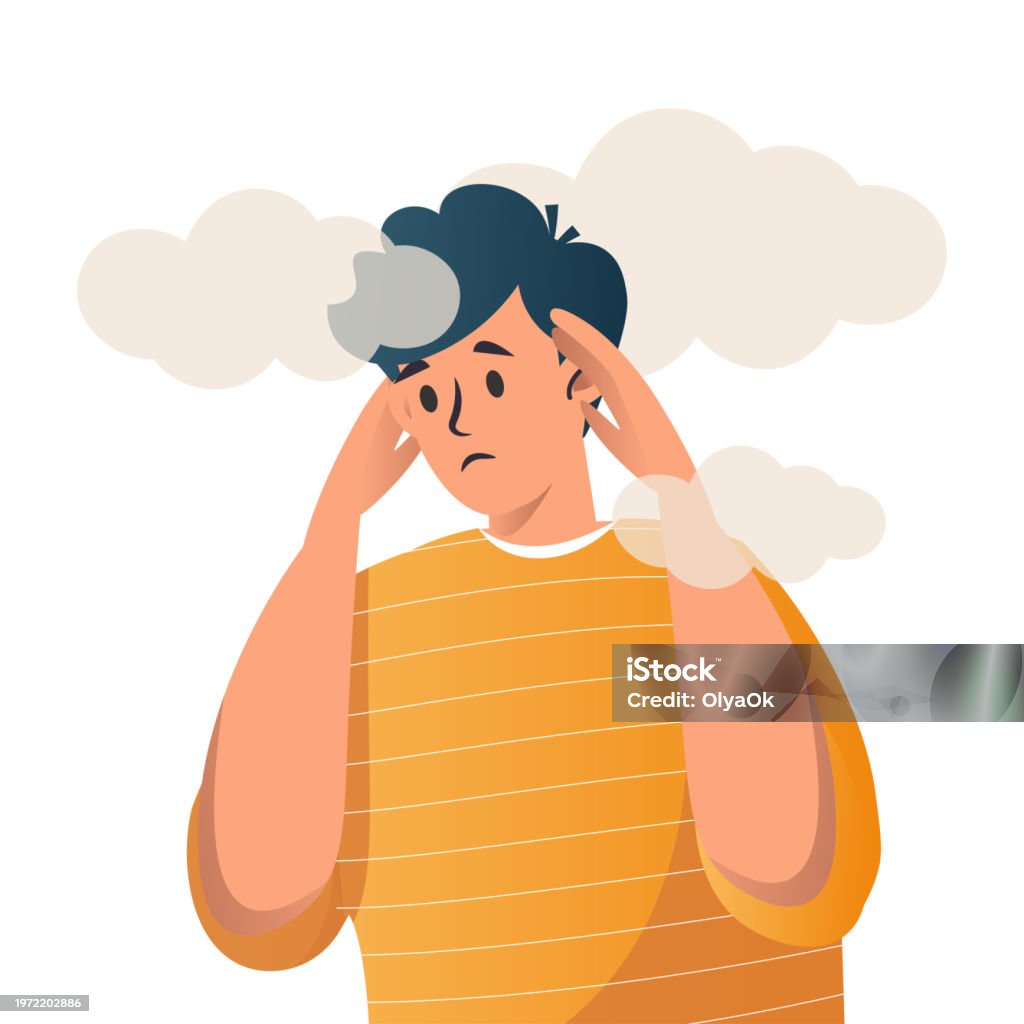 Man Is Temporary A Sad Young Man Has A Clouded Mind A Depressed Teenager Boy Suffers ...
