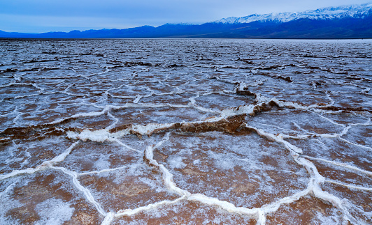 Salt lake view in summer and clouds in blue sky