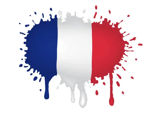 Vector illustration of Spray with drops of France flag, vector illustration.