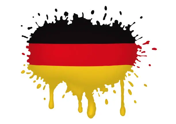 Vector illustration of Spray with drops of Germany flag, vector illustration.