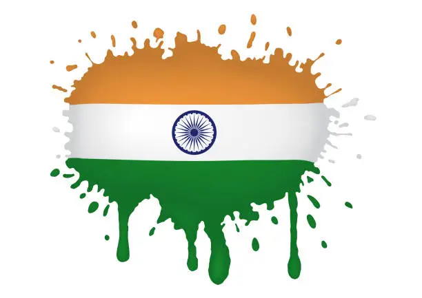 Vector illustration of Spray with drops of India flag, vector illustration.