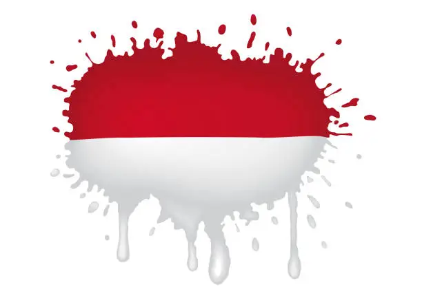 Vector illustration of Spray with drops of Indonesia flag, vector illustration.