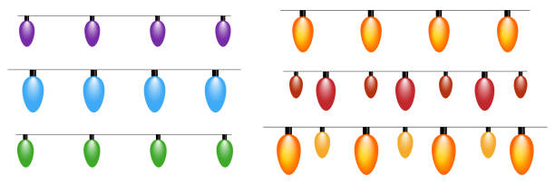 ilustrações de stock, clip art, desenhos animados e ícones de christmas lights on a white background. - light bulb replace lighting equipment changing form