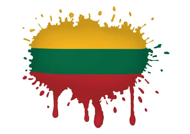 Vector illustration of Spray with drops of Lithuania flag, vector illustration.