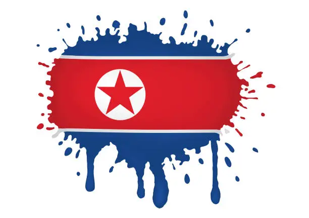 Vector illustration of Spray with drops of North Korea flag, vector illustration.
