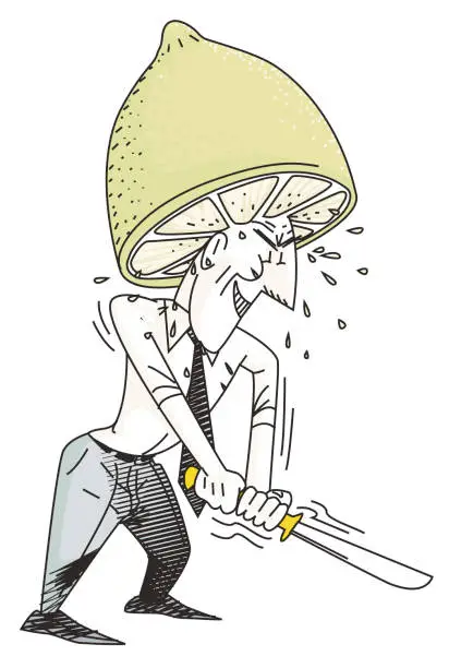 Vector illustration of lemon-headed man