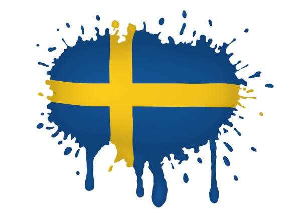 istock Spray with drops of Sweden flag, vector illustration. 1972245291