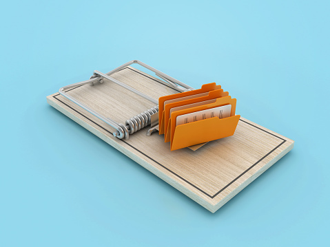 Mouse Trap with Computer File Folders - Colored Background - 3D Rendering