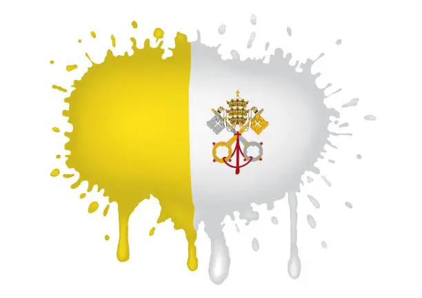 Vector illustration of Spray with drops of Vatican City flag, vector illustration.