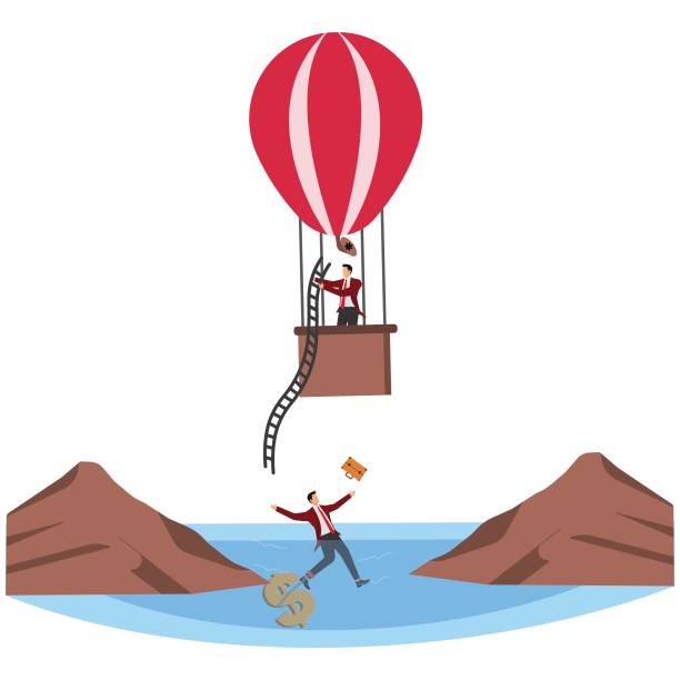 istock Castaway, Hot Air Balloon, Misfortune, Vector, A Helping Hand, Businessman, 1972272766