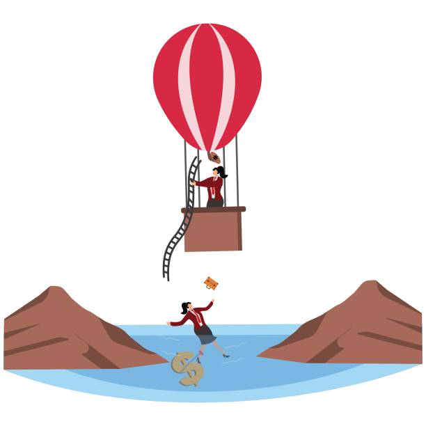 istock Castaway, Hot Air Balloon, Misfortune, Vector, A Helping Hand, Businesswoman, 1972272812