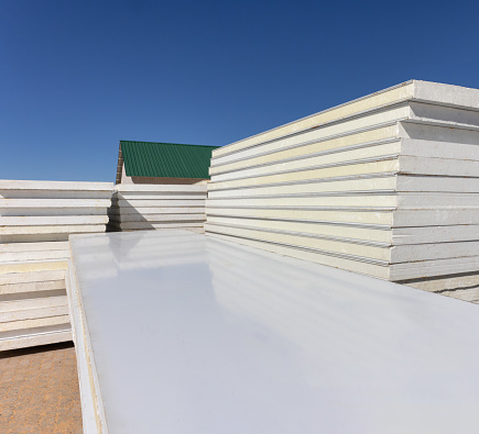 insulation polystyrene panels stack for construction industry