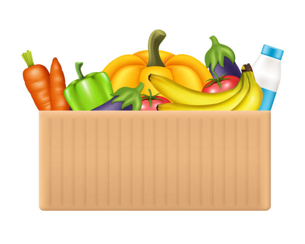 istock Cardboard box with food. Vector clipart isolated on white background. 1972307815