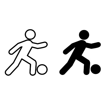 Football Player Icon. Vector Illustration of a Man Playing with a Ball. Sports Icon