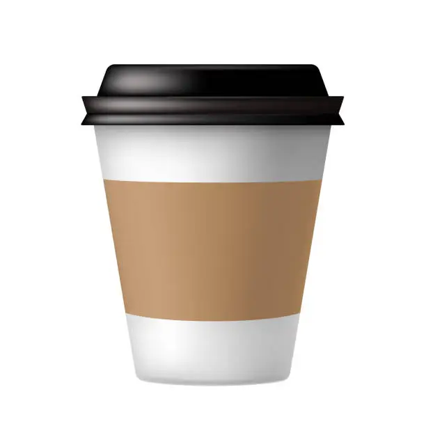 Vector illustration of Paper coffee cup. Vector illustration isolated on white background.