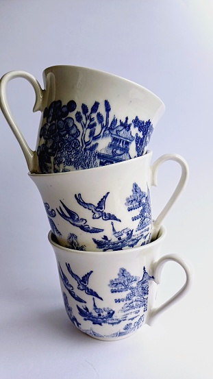 Ancient China Blue and white Porcelain Bottle Close-up