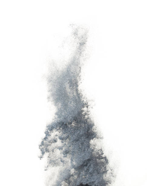 istock Silver metallic glitter sparkle swirl sand storm. Silver Glitter sand spark blink spin circle wind blow, fly throw silver glitters particle. White background isolated, selective focus Blur bokeh 1972333803