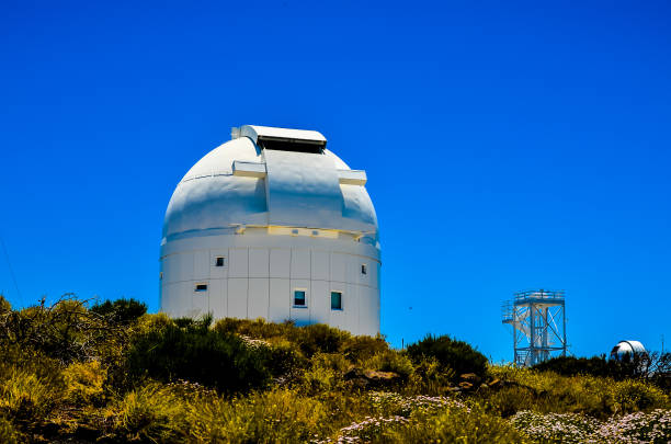 Telescopes of the Teide Astronomical Observatory Telescopes of the Teide Astronomical Observatory in Tenerife, Spain. observatory tenerife canary islands el teide national park stock pictures, royalty-free photos & images