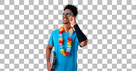 Brazilian Carnival. Man Isolated With Carnival Costume for Social Media Template