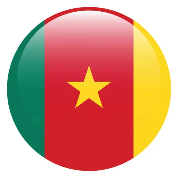 Vector illustration of Cameroon flag. Flag icon. Standard color. Circle icon flag. 3d illustration. Computer illustration. Digital illustration. Vector illustration.