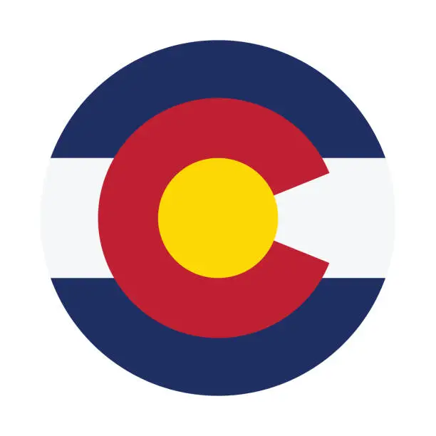 Vector illustration of Colorado flag. Button flag icon. Standard color. Circle icon flag. Computer illustration. Digital illustration. Vector illustration.