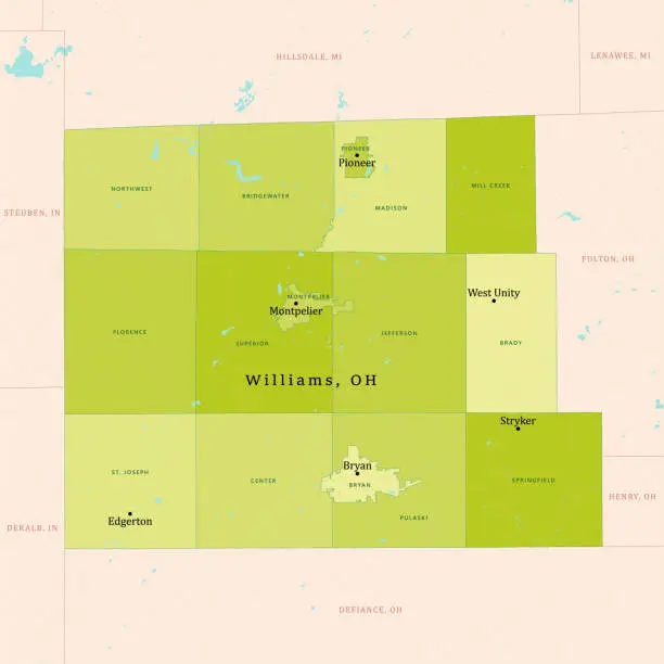 Vector illustration of OH Williams County Vector Map Green