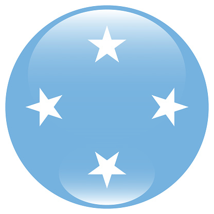 Flag of Federated States of Micronesia. Button flag icon. Standard color. Circle icon flag. 3d illustration. Computer illustration. Digital illustration. Vector illustration.