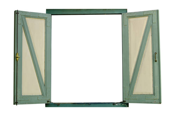 istock Vintage window isolated on white background. Clipping path 1972475905