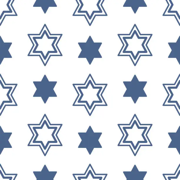 Vector illustration of Seamless star of david pattern. Israeli culture, Passover. Holiday ornament for packaging, background, textile, wrapping paper