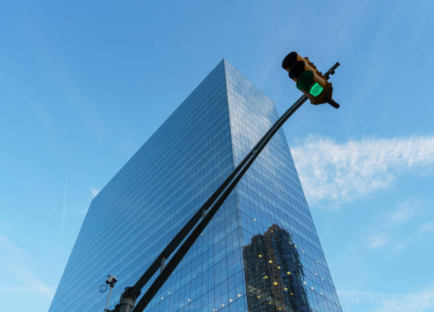 Low angle view of a modern skyscraper, New York City