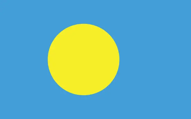 Vector illustration of Palau flag. Flag icon. Standard color. Standard size. A rectangular flag. Computer illustration. Digital illustration. Vector illustration.