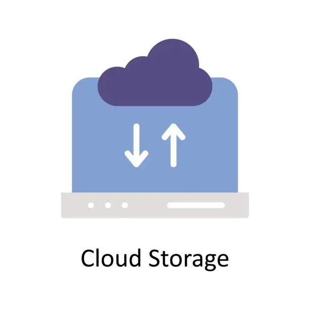 Vector illustration of Cloud Storage vector Flat icon style illustration. EPS 10 File