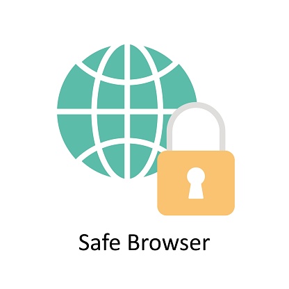 Safe Browser  vector Flat icon style illustration. EPS 10 File