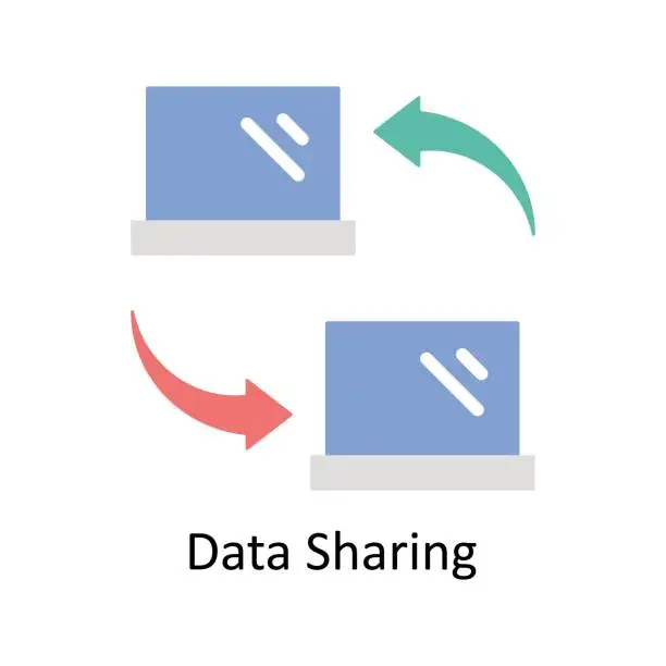 Vector illustration of Data Sharing vector Flat icon style illustration. EPS 10 File
